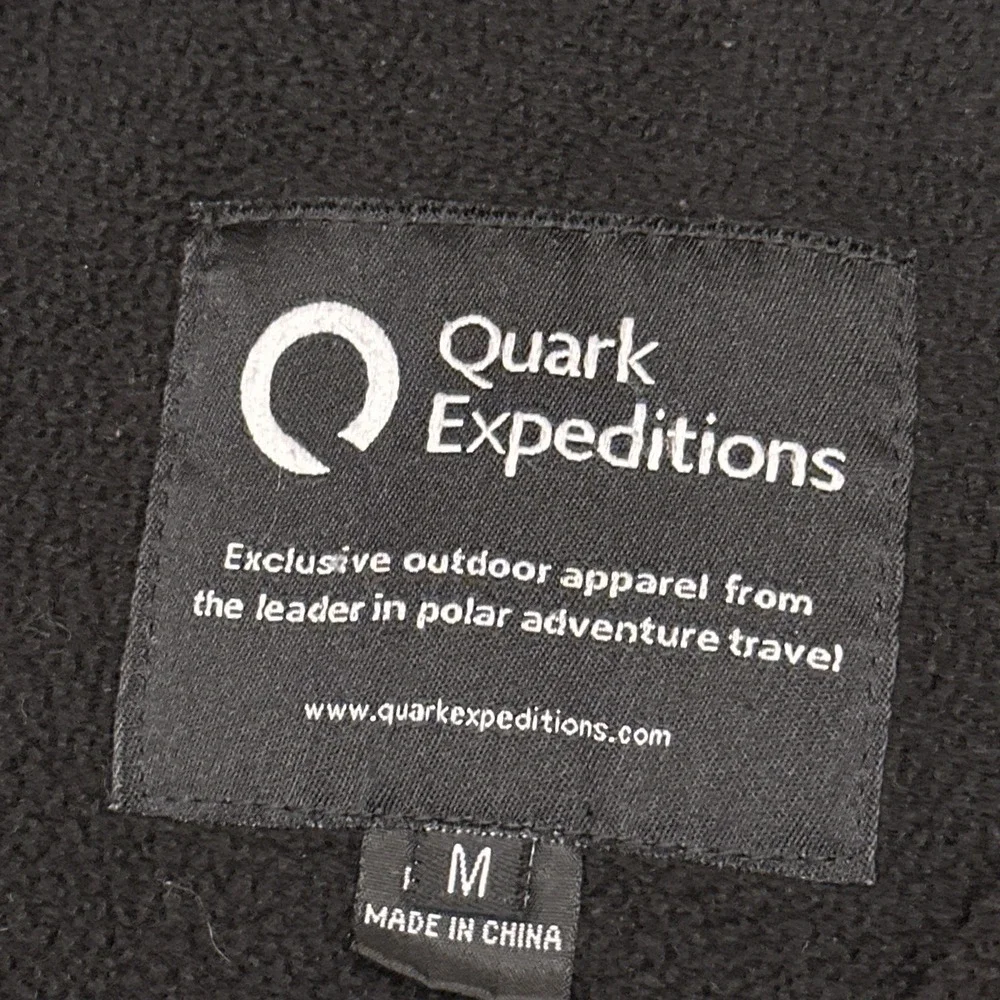 Quark Expeditions Fleece Jacket Mens Medium Black Full Zip Mock Neck Zip Pockets